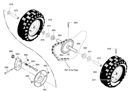 Wheels Diagram and Parts List for 628102X16A 2005 Briggs and Stratton Snow Blower